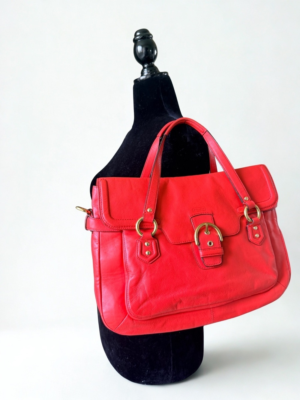 ✨ Coach Campbell Eva Flap Satchel | Smooth Leather Crossbody F26127 Coral - Picture 3 of 12